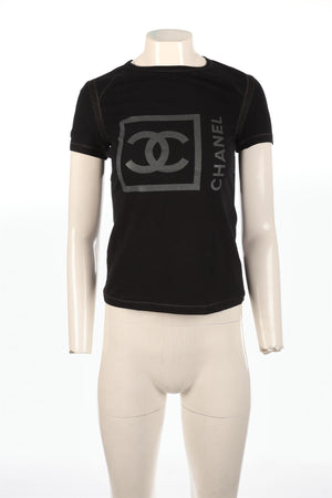 CHANEL BLACK 2007 COTTON T-SHIRT FR 40 UK 12