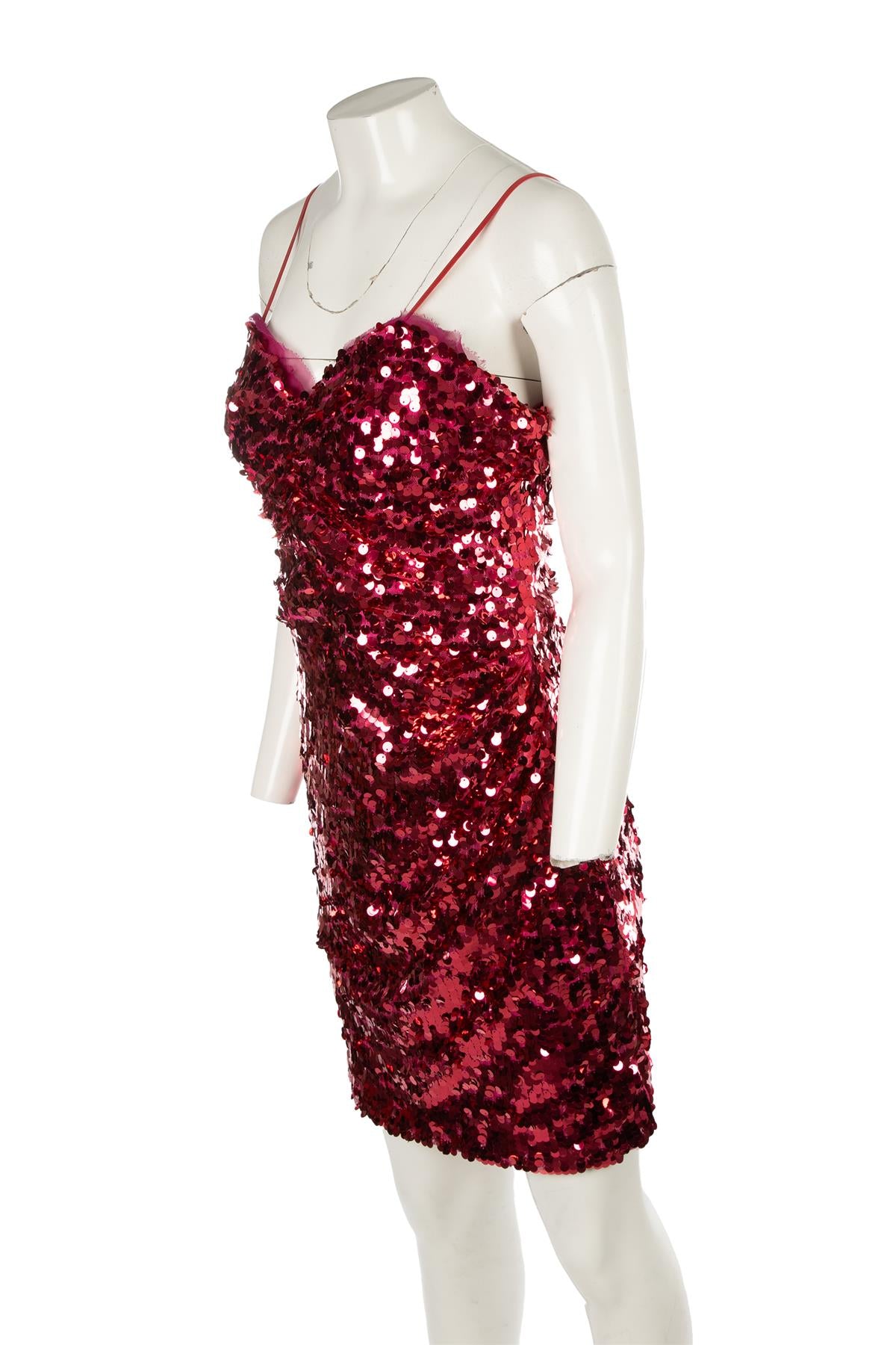 DOLCE & GABBANA PINK SEQUIN MINI DRESS IT 46 UK 14