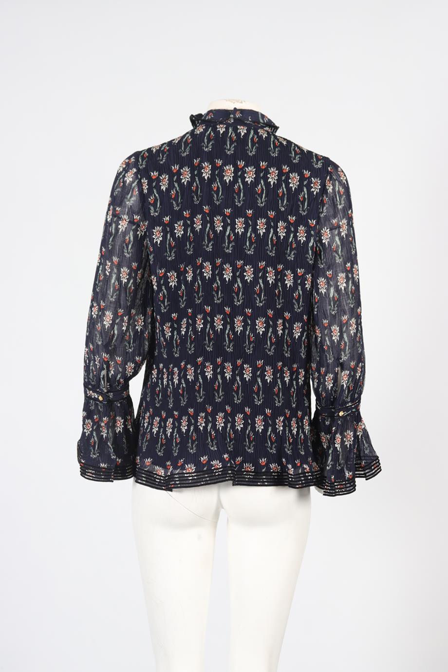 TORY BURCH FLORAL PRINT CREPE TOP US 2 UK 6