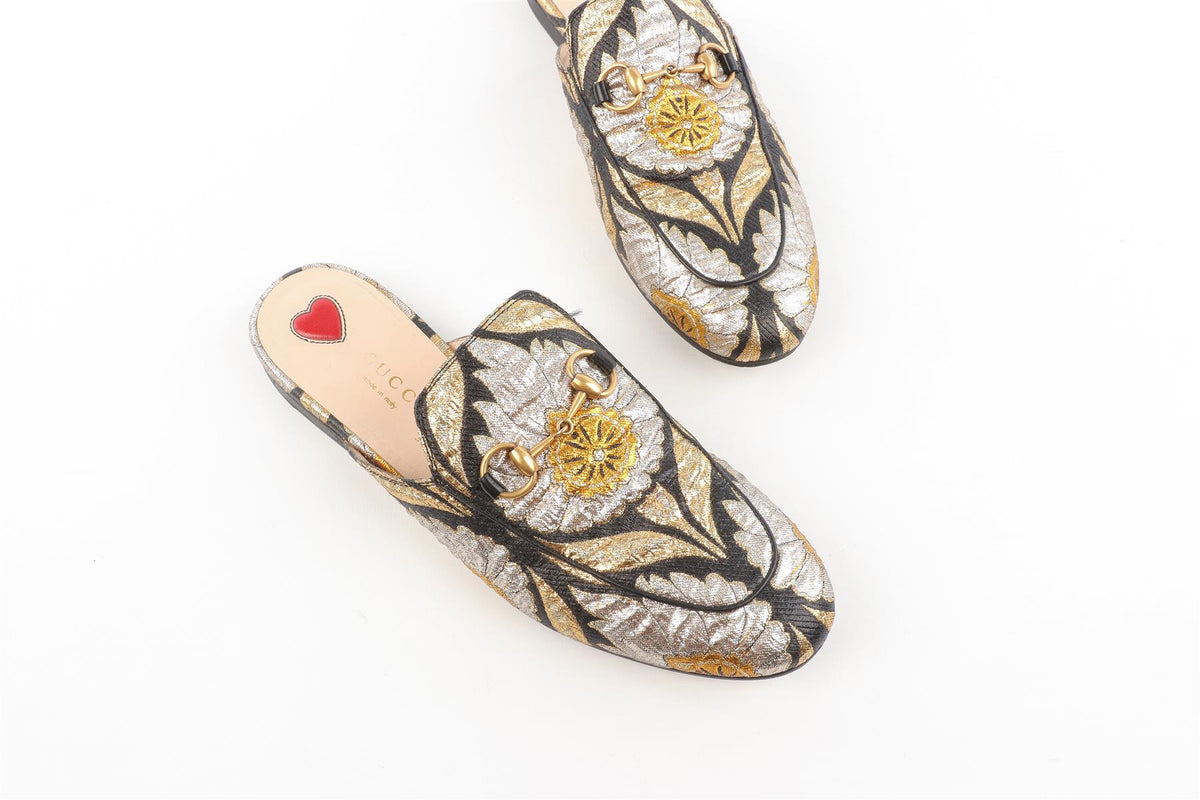 GUCCI BLACK PRINCETOWN FABRIC SLIPPERS EU 37 UK 4 US 7