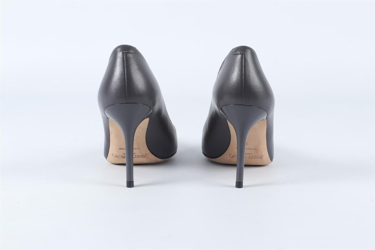 JIMMY CHOO GREY LEATHER PUMPS EU 34 UK 1 US 4