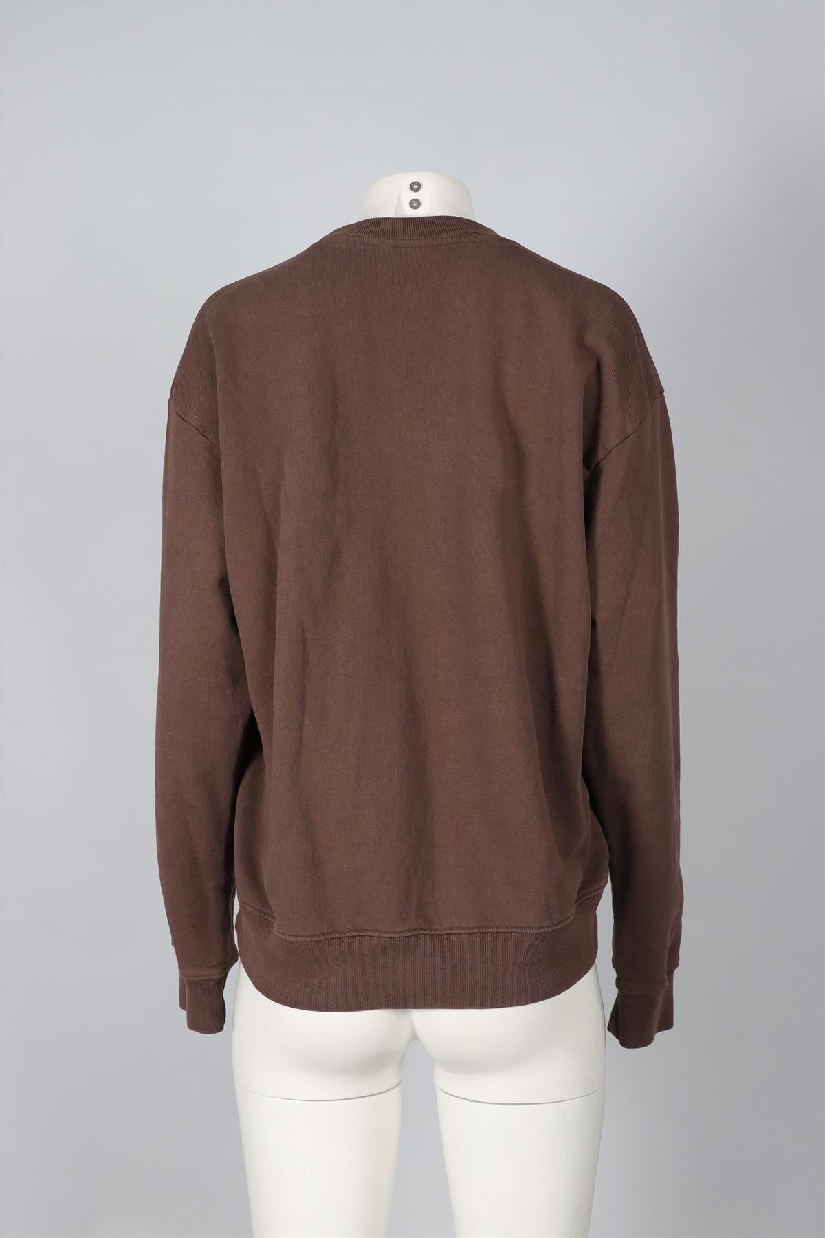 SPORTY & RICH BROWN COTTON SWEATSHIRT SMALL