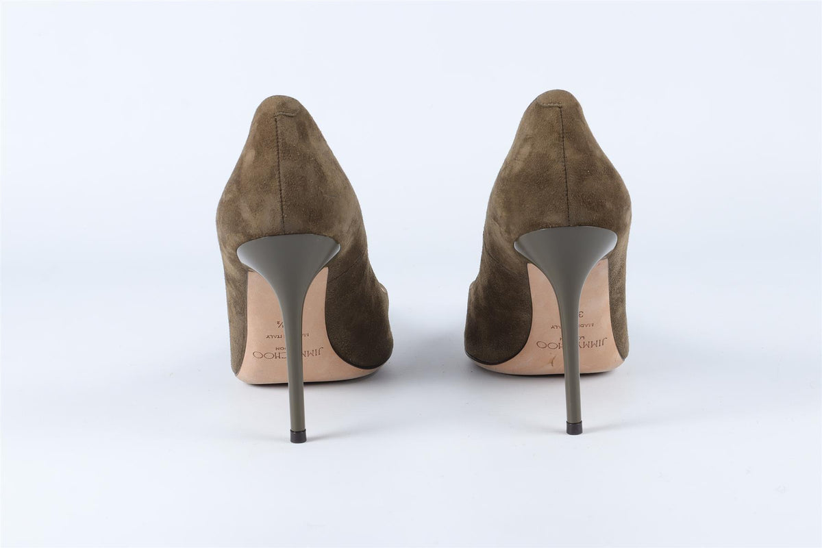 JIMMY CHOO GREEN SUEDE PUMPS EU 38.5 UK 5.5 US 8.5