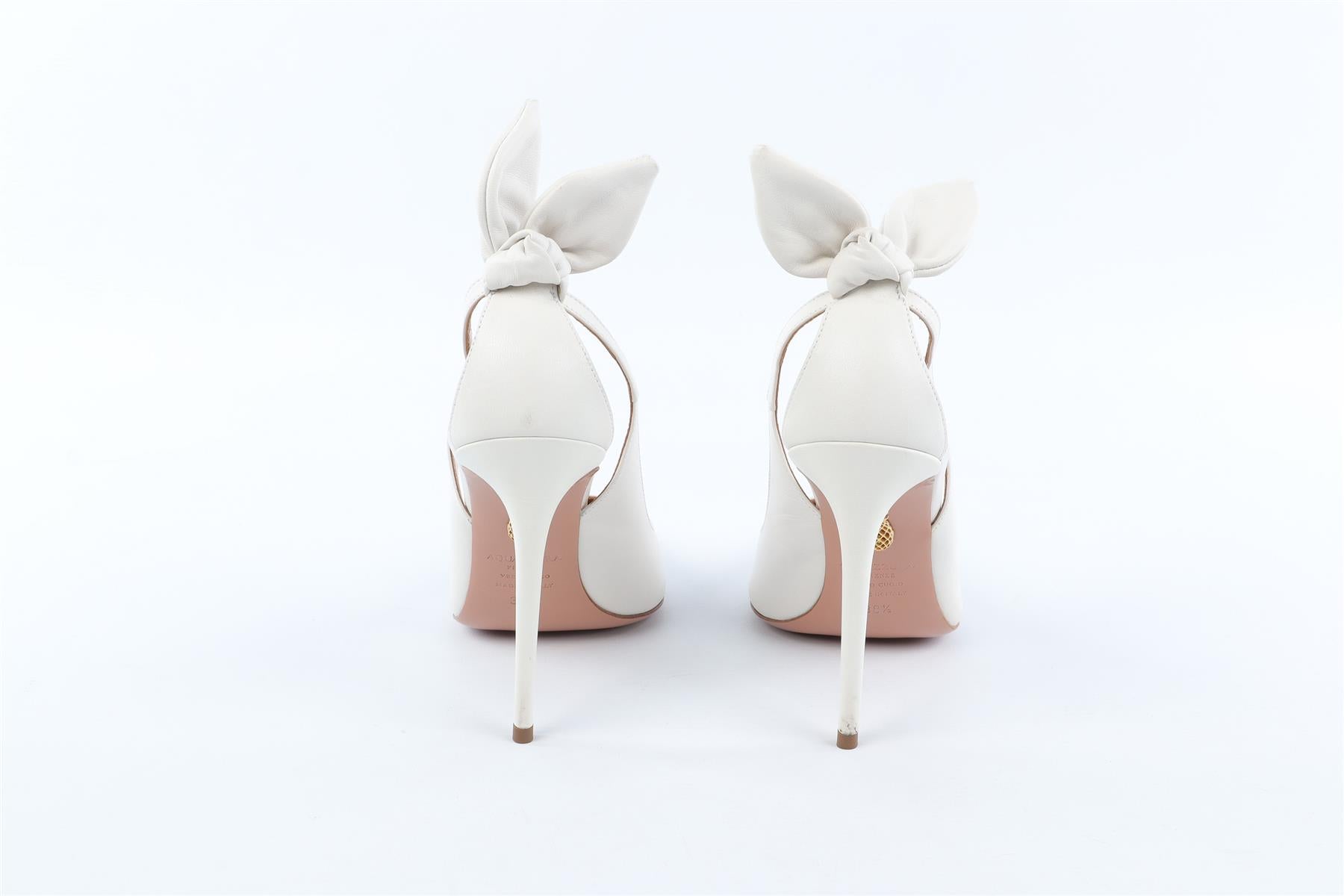 AQUAZZURA WHITE LEATHER PUMPS EU 38.5 UK 5.5 US 8.5
