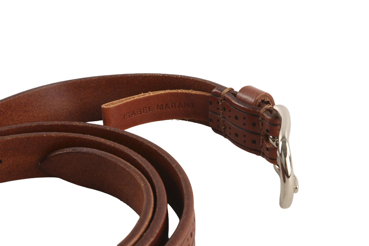ISABEL MARANT BROWN LEATHER WAIST BELT MEDIUM