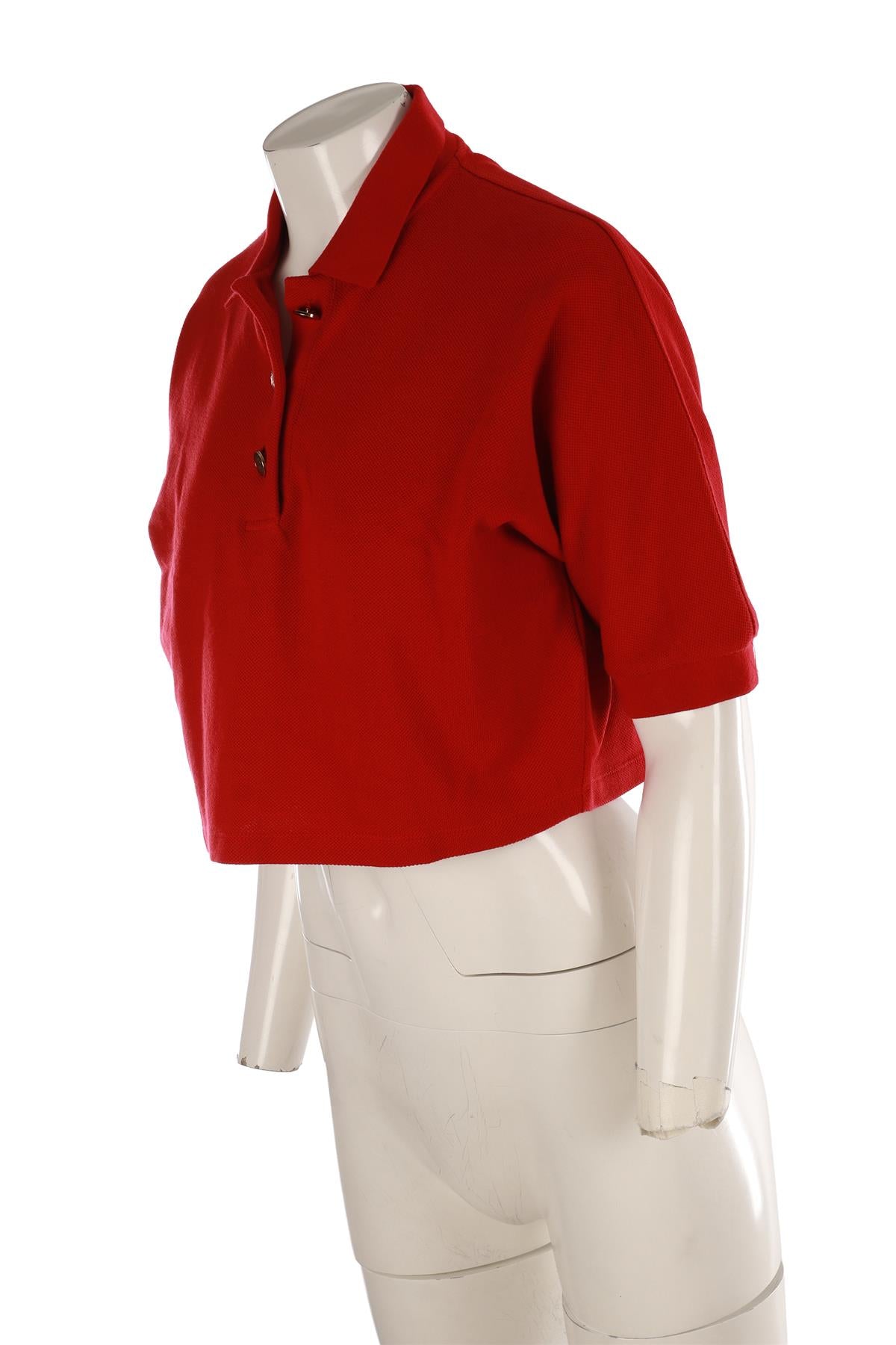 SAINT LAURENT RED COTTON POLO SHIRT SMALL