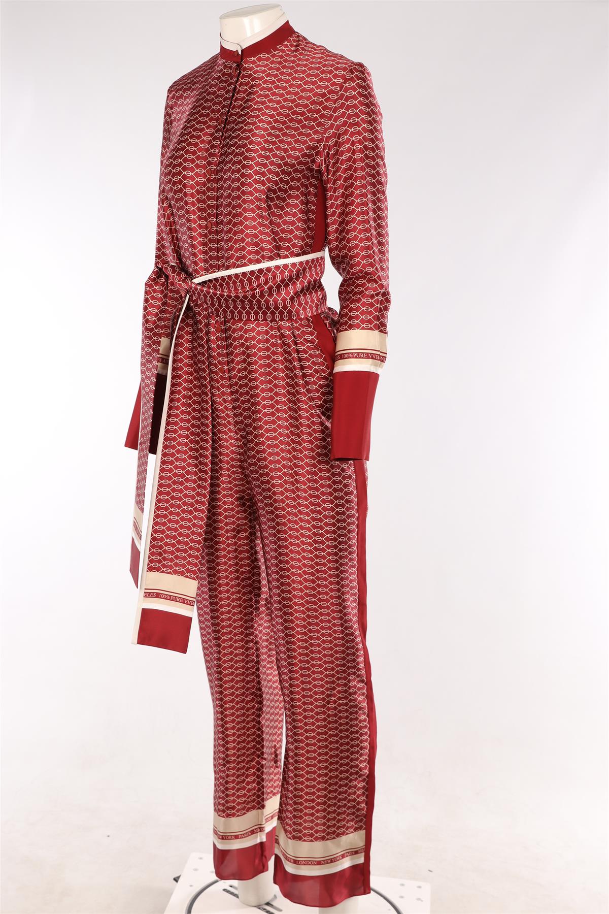 VICTORIA BECKHAM RED SILK JUMPSUIT UK 8