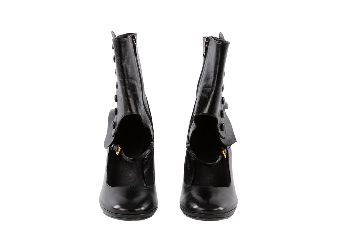 PRADA BLACK 2008 LEATHER ANKLE BOOTS EU 38 UK 5 US 8