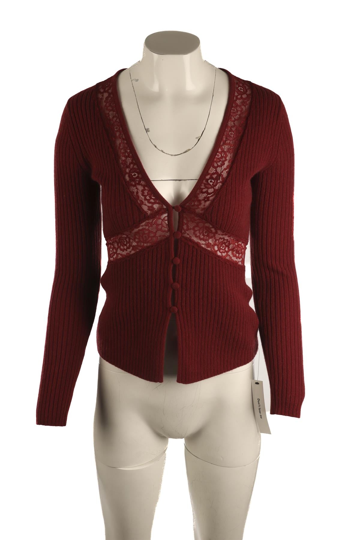 REFORMATION BURGUNDY CASHMERE CARDIGAN SMALL