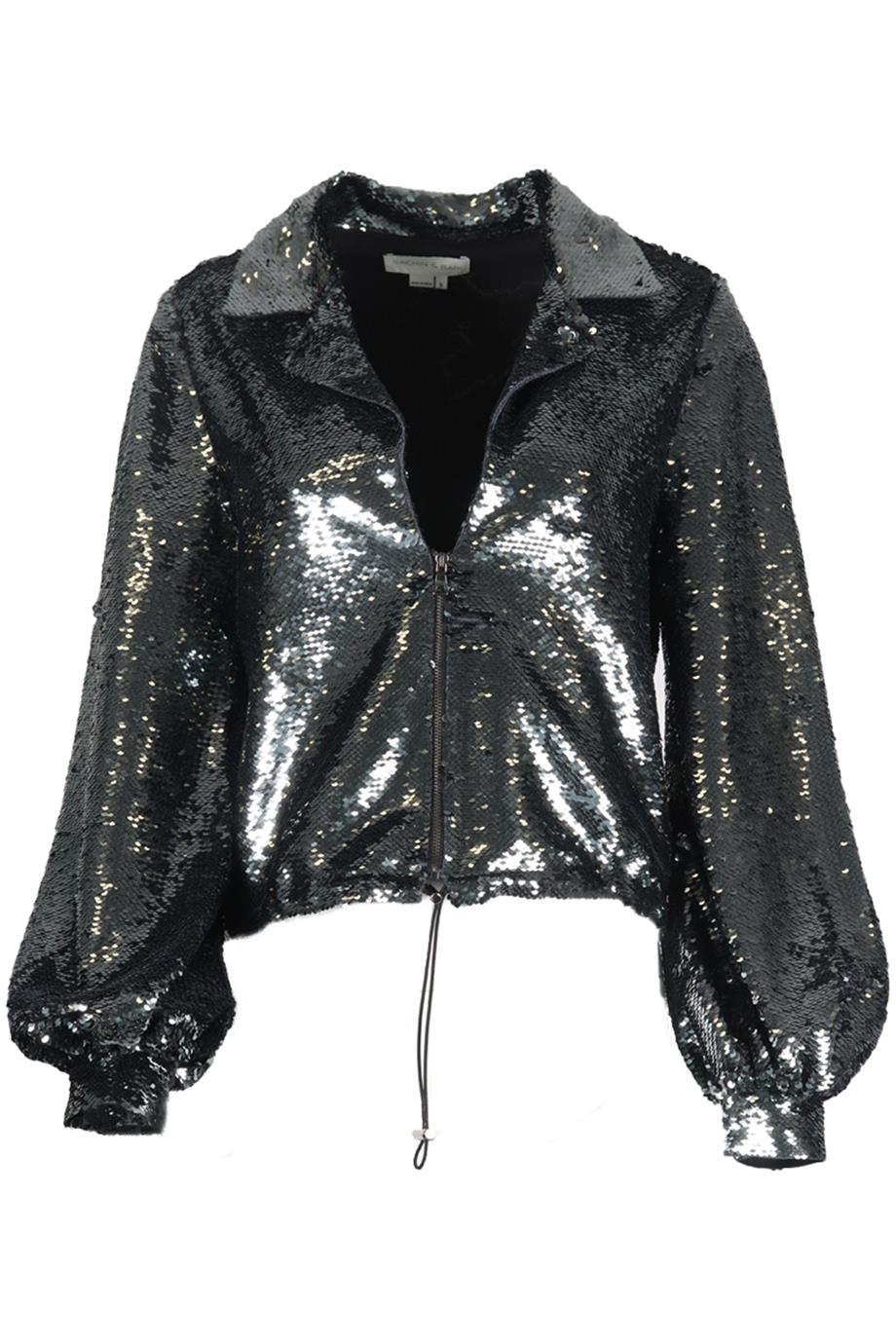 SACHIN AND BABI CROPPED SEQUINED SATIN JACKET SMALL