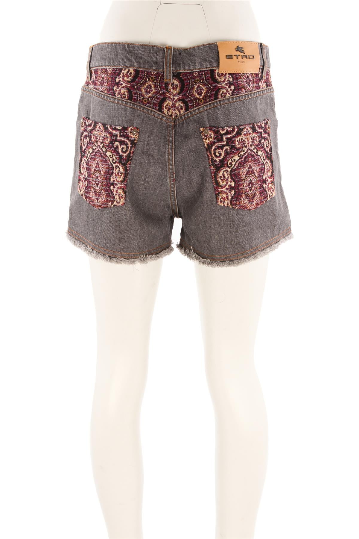 ETRO GREY HIGH RISE DENIM SHORTS W29 UK 10-12