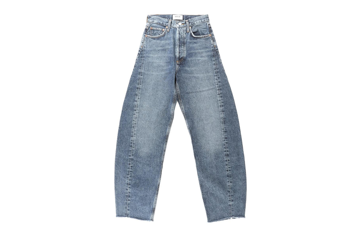 AGOLDE BLUE HIGH RISE BARREL LEG JEANS W24 UK 6