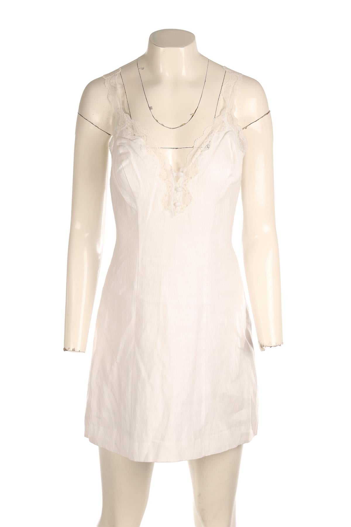 REFORMATION WHITE LINEN MINI DRESS US 4 UK 8