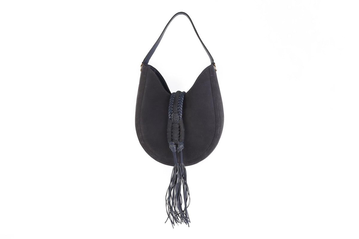ALTUZARRA NAVY GHIANDA SUEDE SHOULDER BAG
