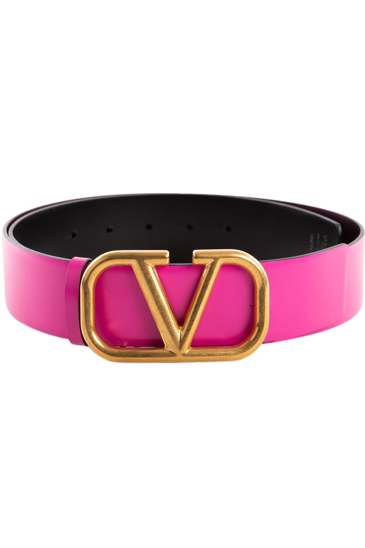 VALENTINO PINK VLOGO LEATHER WAIST BELT 90CM