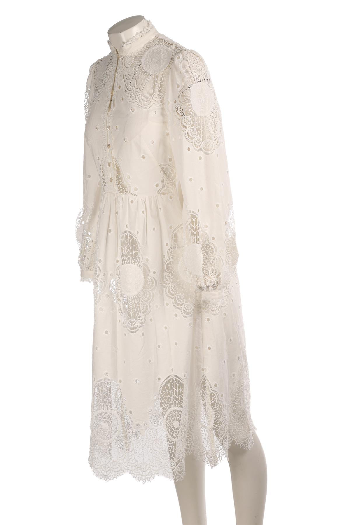 TEMPERLEY LONDON WHITE LACE MIDI DRESS UK 8