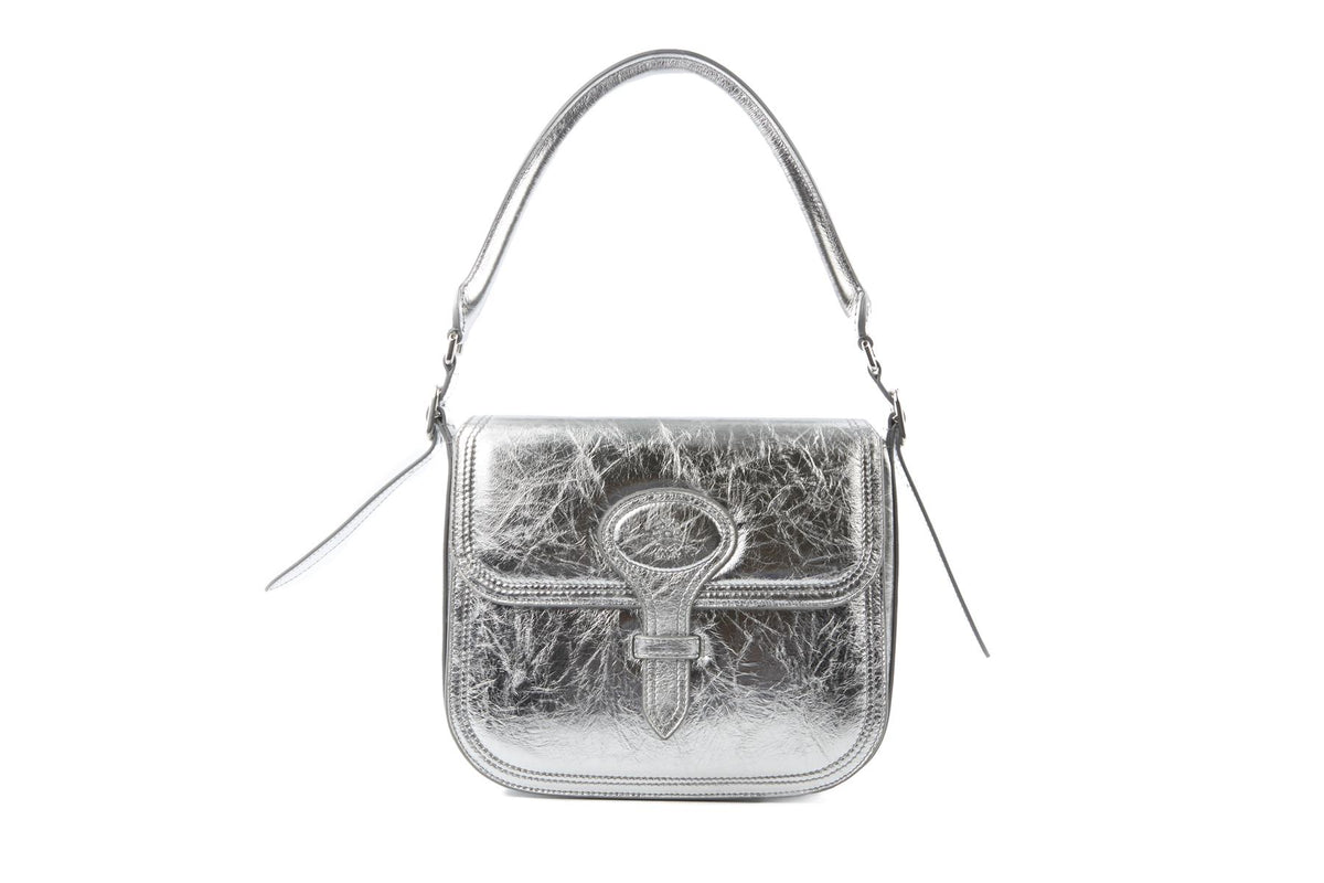 BALLY SILVER BECKETT LEATHER SHOULDER BAG