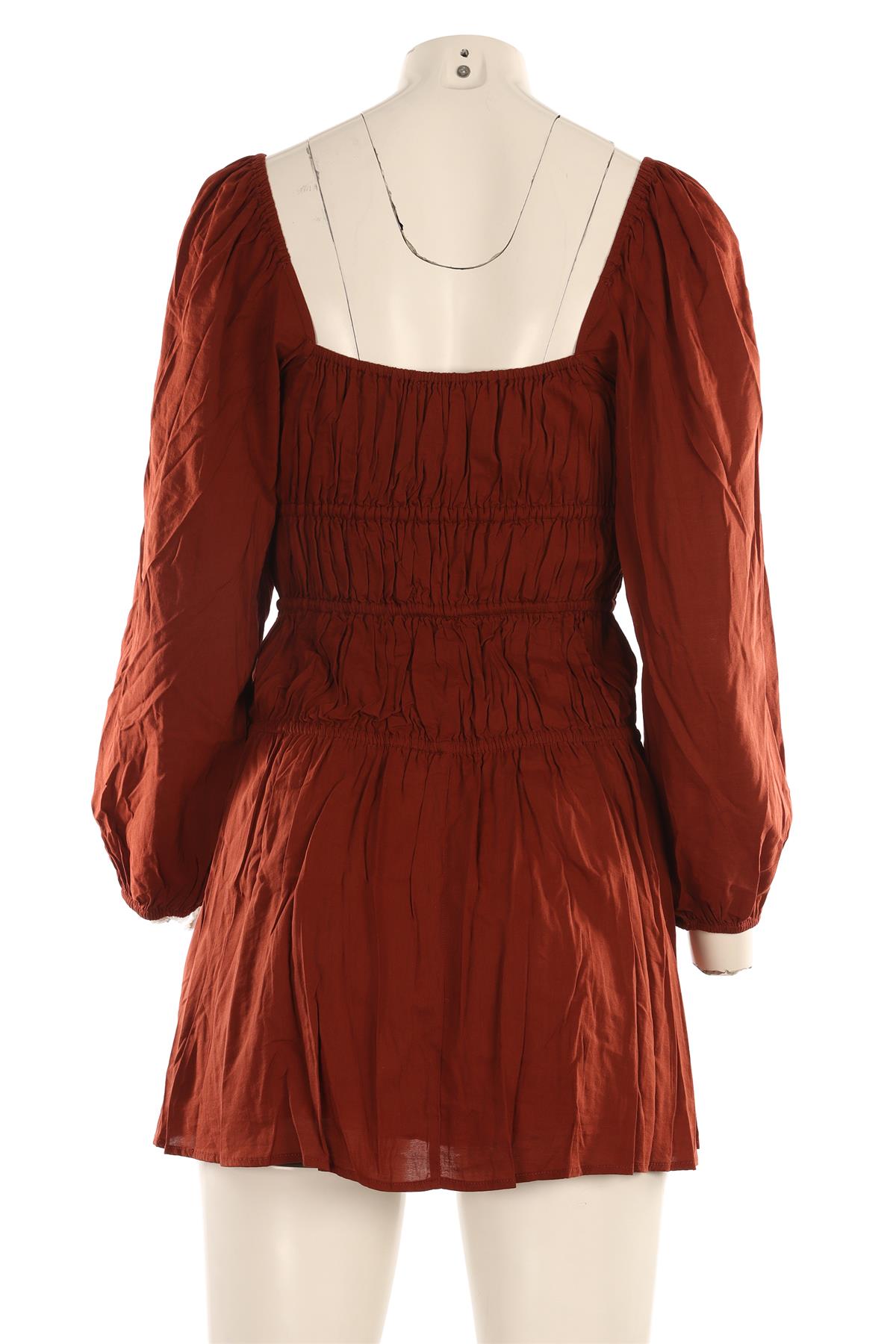 REFORMATION BROWN COTTON MINI DRESS US 2 UK 6