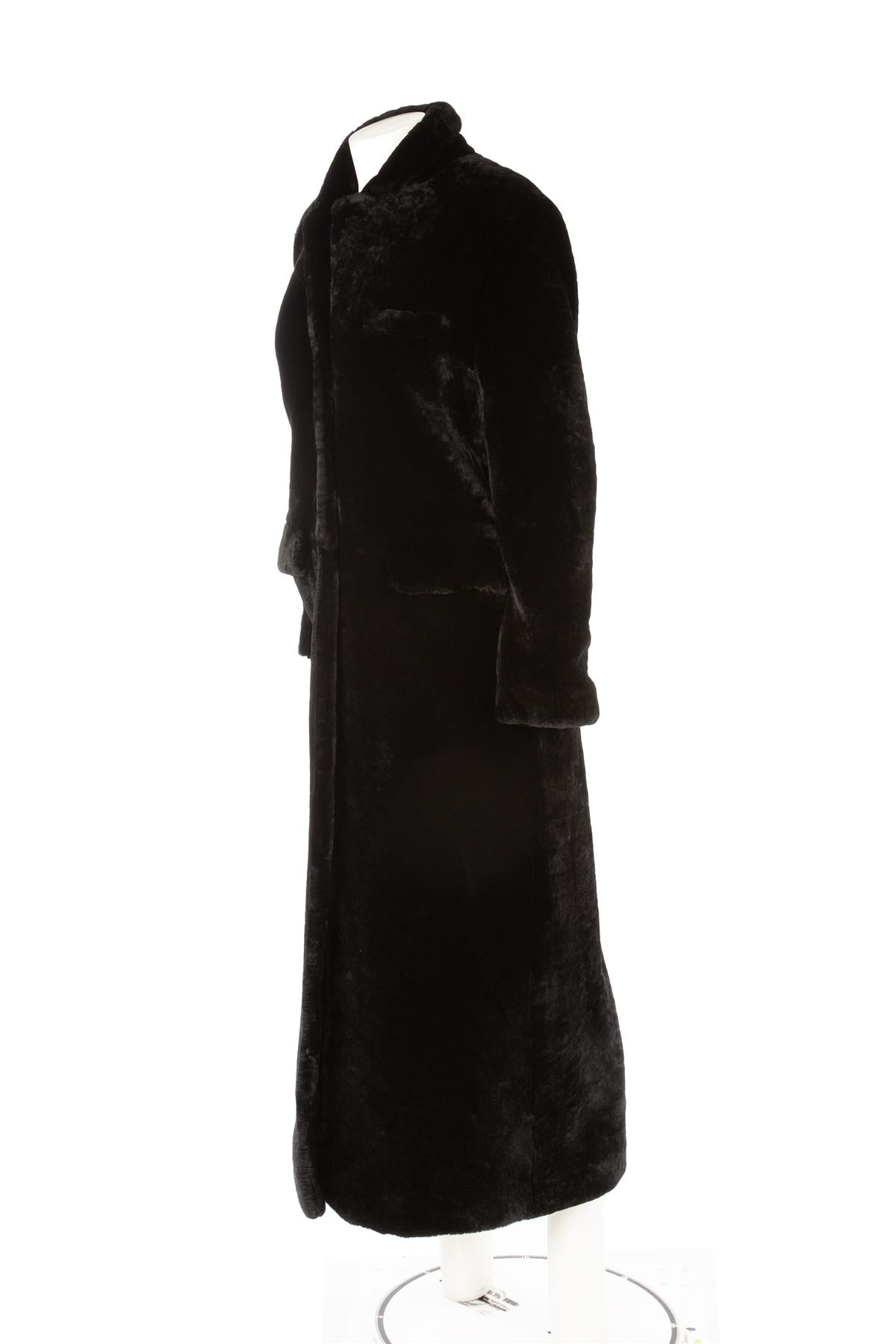 NOUR HAMMOUR BLACK RAYA SHEARLING COAT FR 36 UK 8