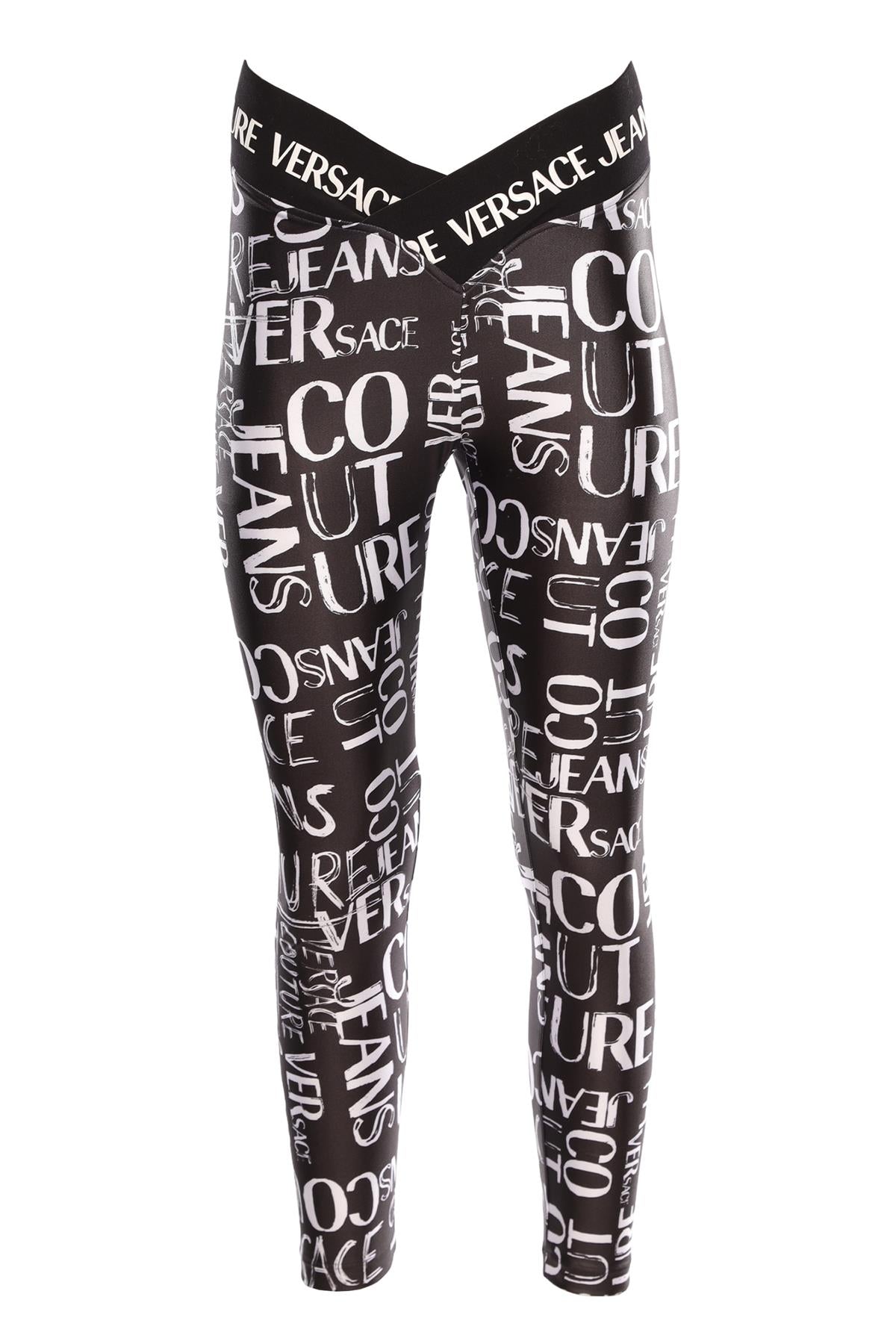 VERSACE JEANS COUTURE BLACK LEGGINGS IT 42 UK 10