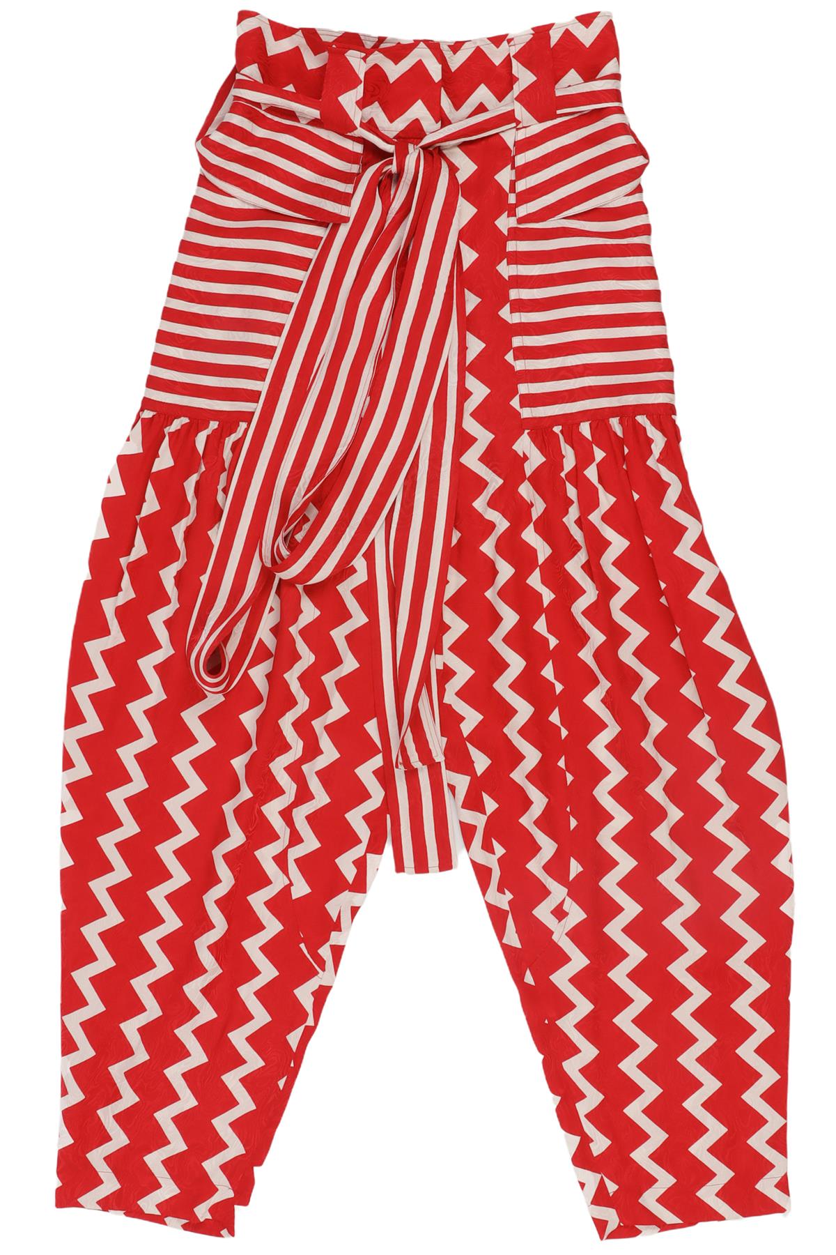 STELLA MCCARTNEY RED SILK TAPERED PANTS IT 36 UK 4
