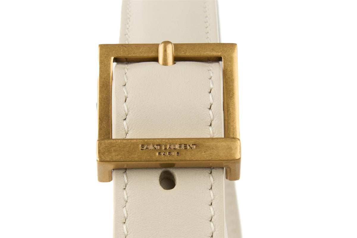 SAINT LAURENT IVORY LE 5 À 7 LEATHER SHOULDER BAG