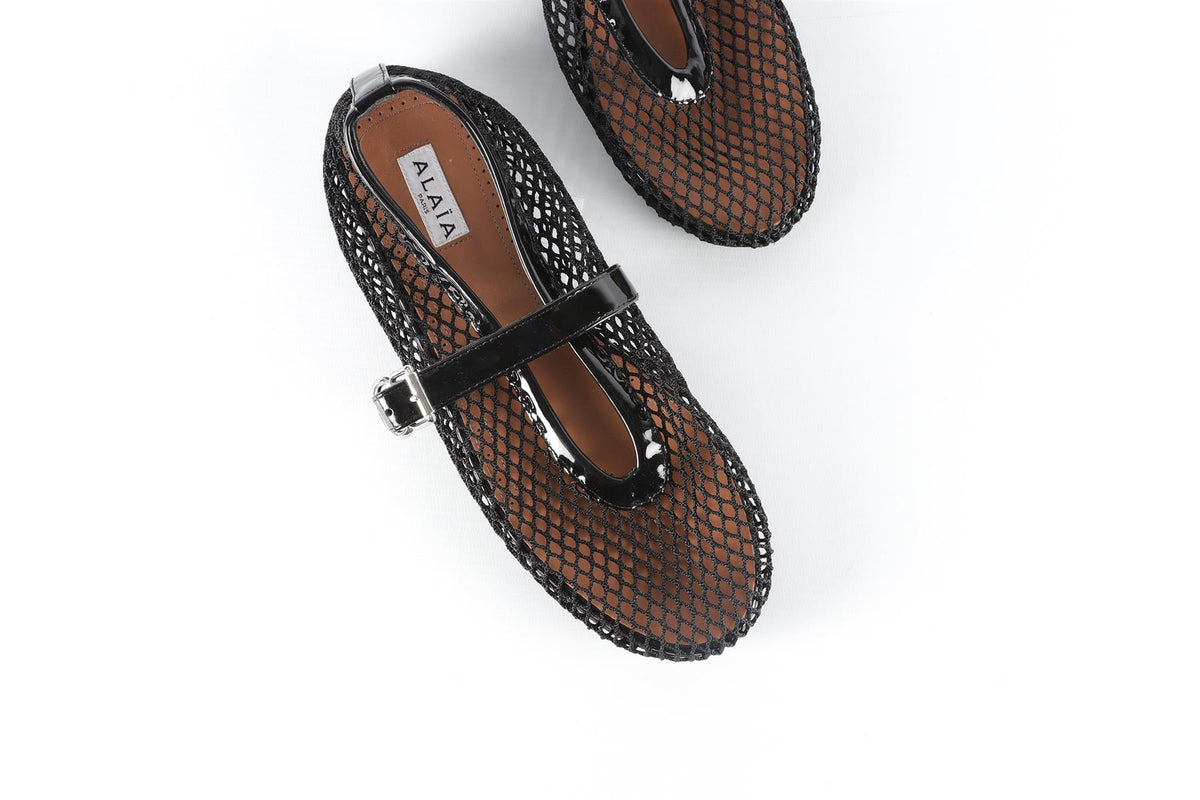 ALAÏA BLACK MESH BALLET FLATS EU 38 UK 5 US 8