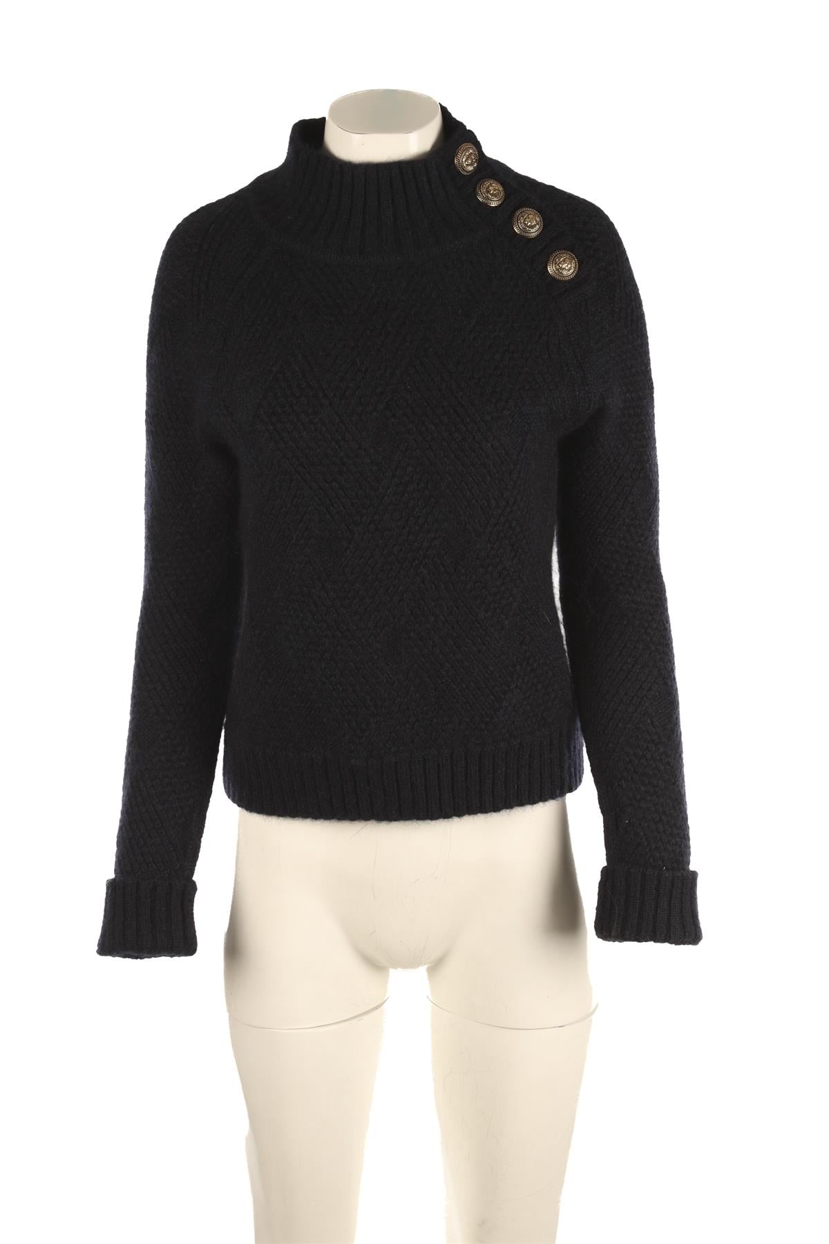 BALMAIN NAVY WOOL SWEATER FR 40 UK 12
