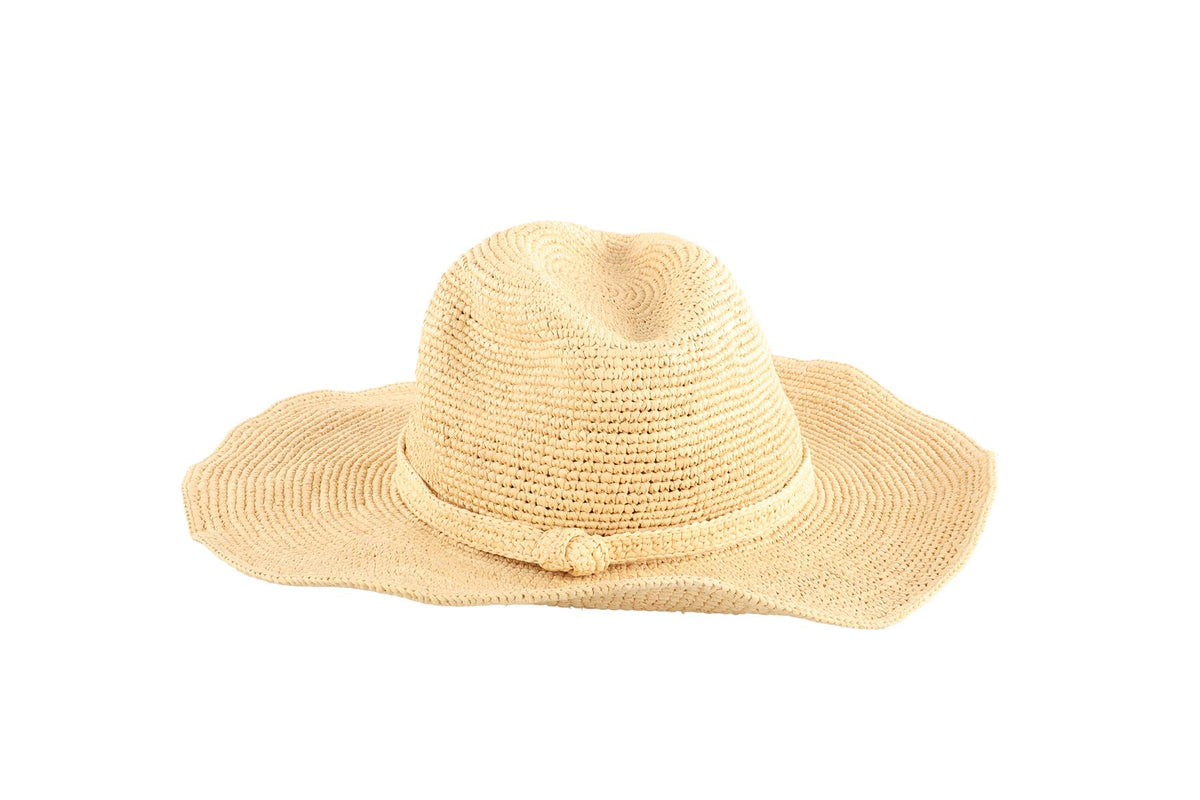 JANESSA LEONE BEIGE STRAW HAT MEDIUM