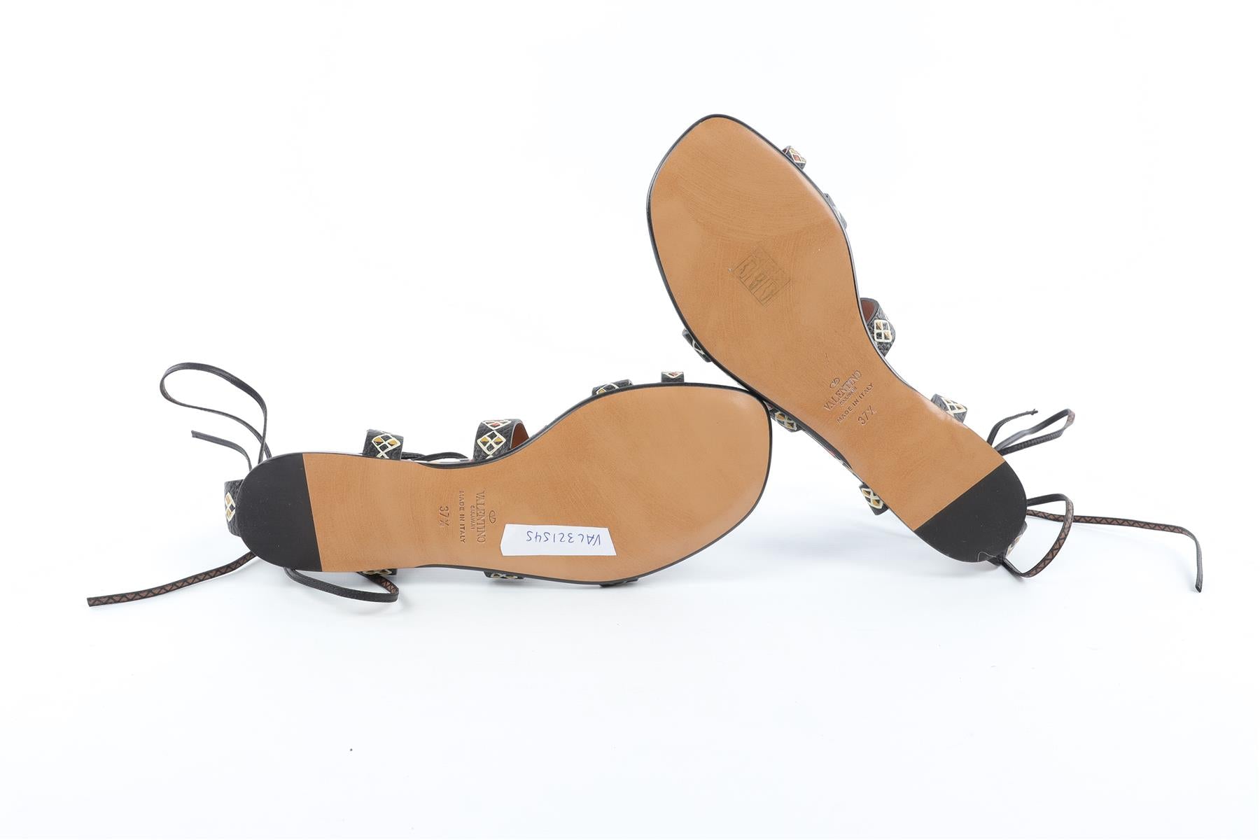 VALENTINO BLACK LEATHER SANDALS EU 37.5 UK 4.5 US 7.5
