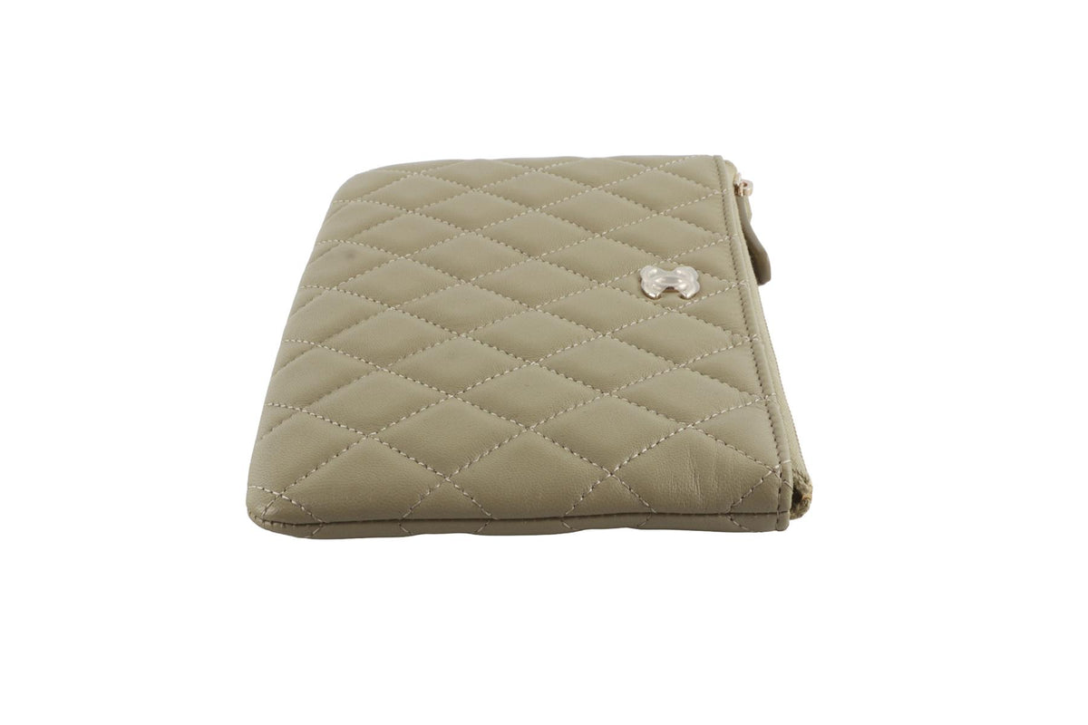 CHANEL GREEN 2024 O CASE SMALL QUILTED LEATHER POUCH (COMES WITH BOX AND DUSTBAG)