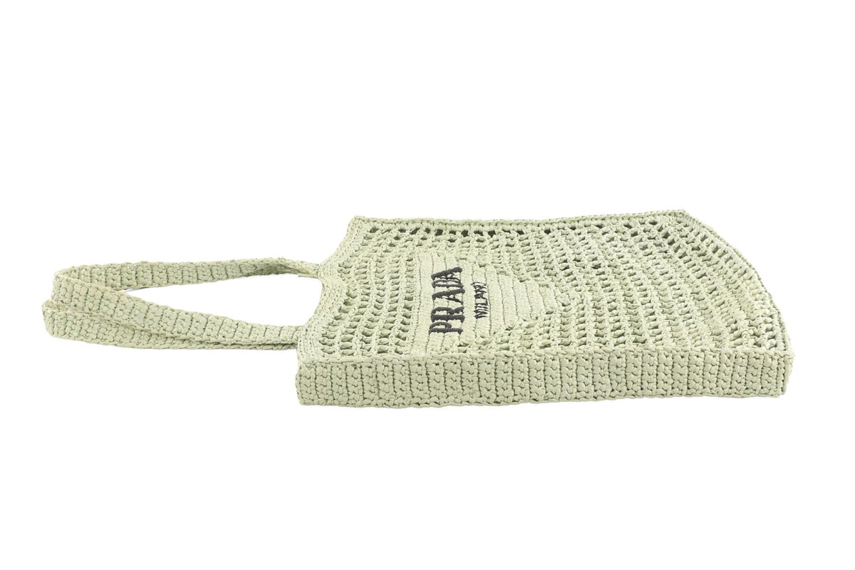 PRADA GREEN RAFFIA TOTE BAG