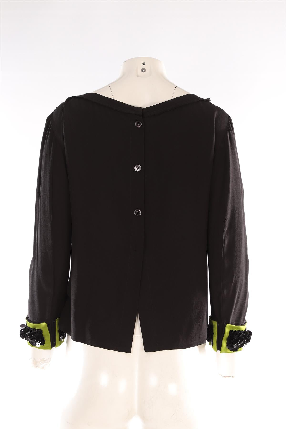 PRADA BLACK SILK TOP IT 40 UK 8