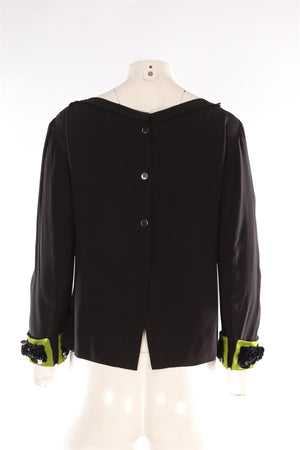 PRADA BLACK SILK TOP IT 40 UK 8