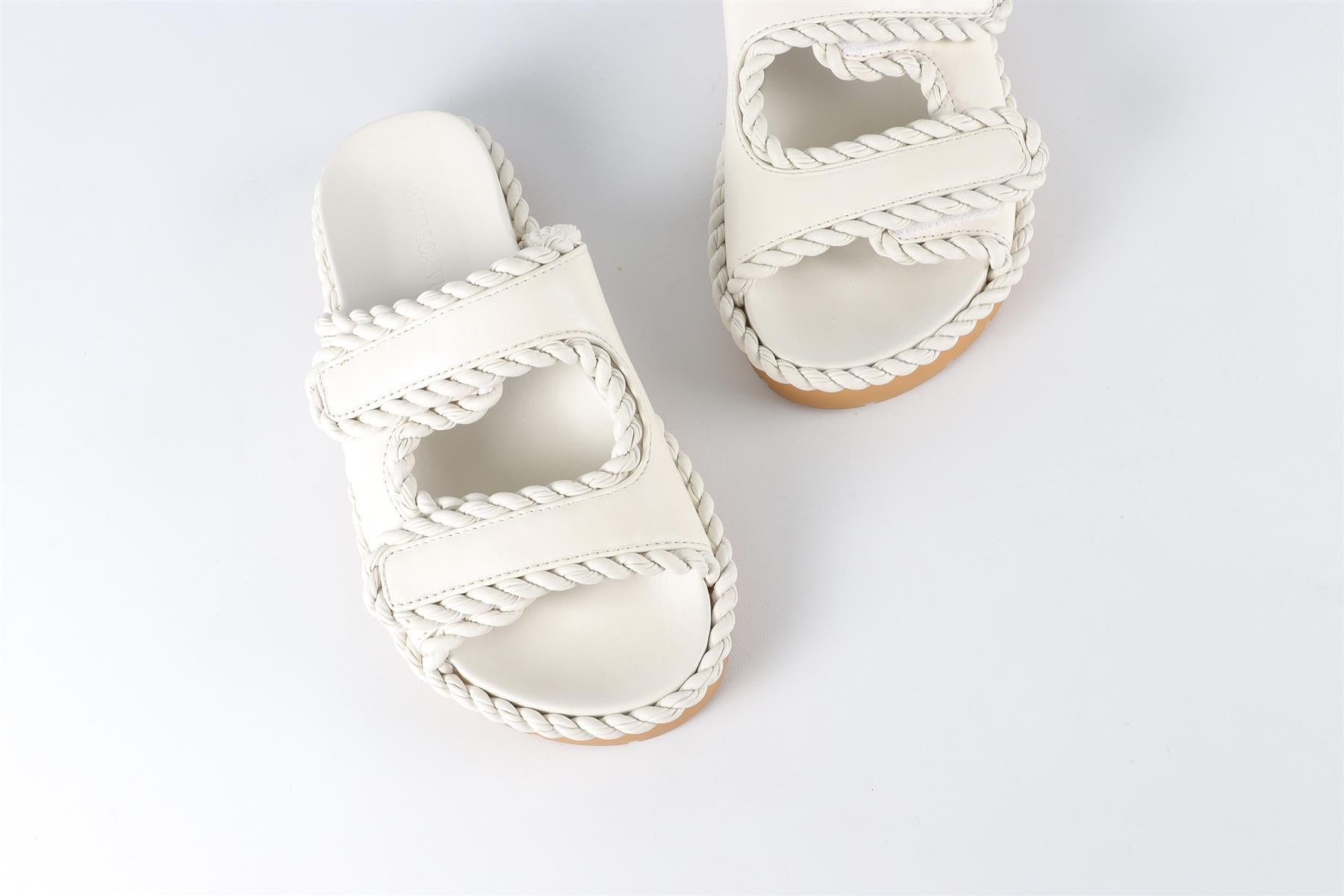 BOTTEGA VENETA WHITE JACK LEATHER SLIDES EU 38 UK 5 US 8