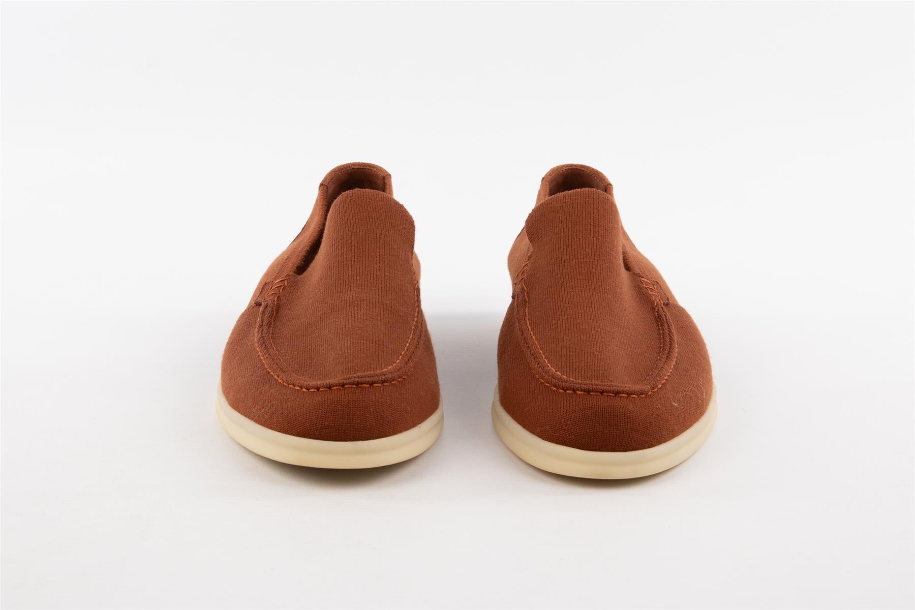 LORO PIANA BROWN MEN'S SUMMER WALK CASHMERE LOAFERS EU 41.5 UK 7.5 US 8.5