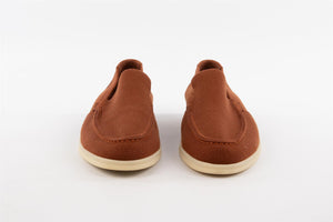 LORO PIANA BROWN MEN'S SUMMER WALK CASHMERE LOAFERS EU 41.5 UK 7.5 US 8.5