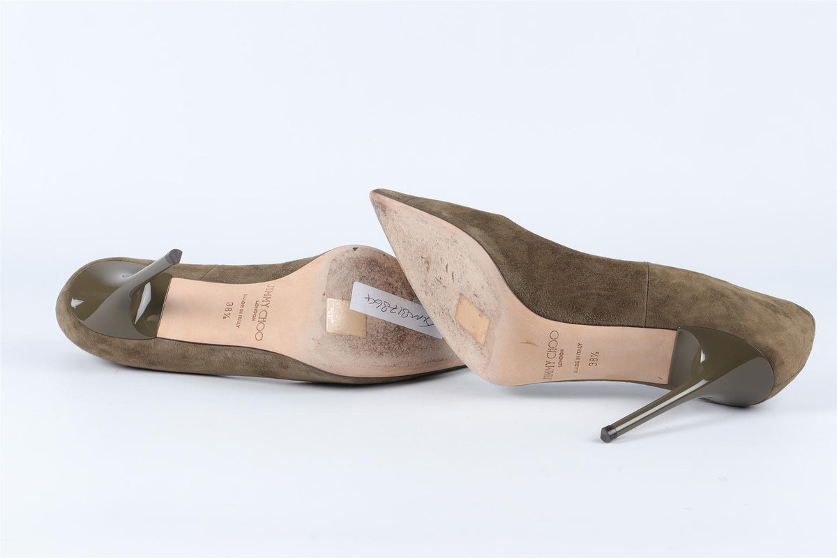 JIMMY CHOO GREEN SUEDE PUMPS EU 38.5 UK 5.5 US 8.5