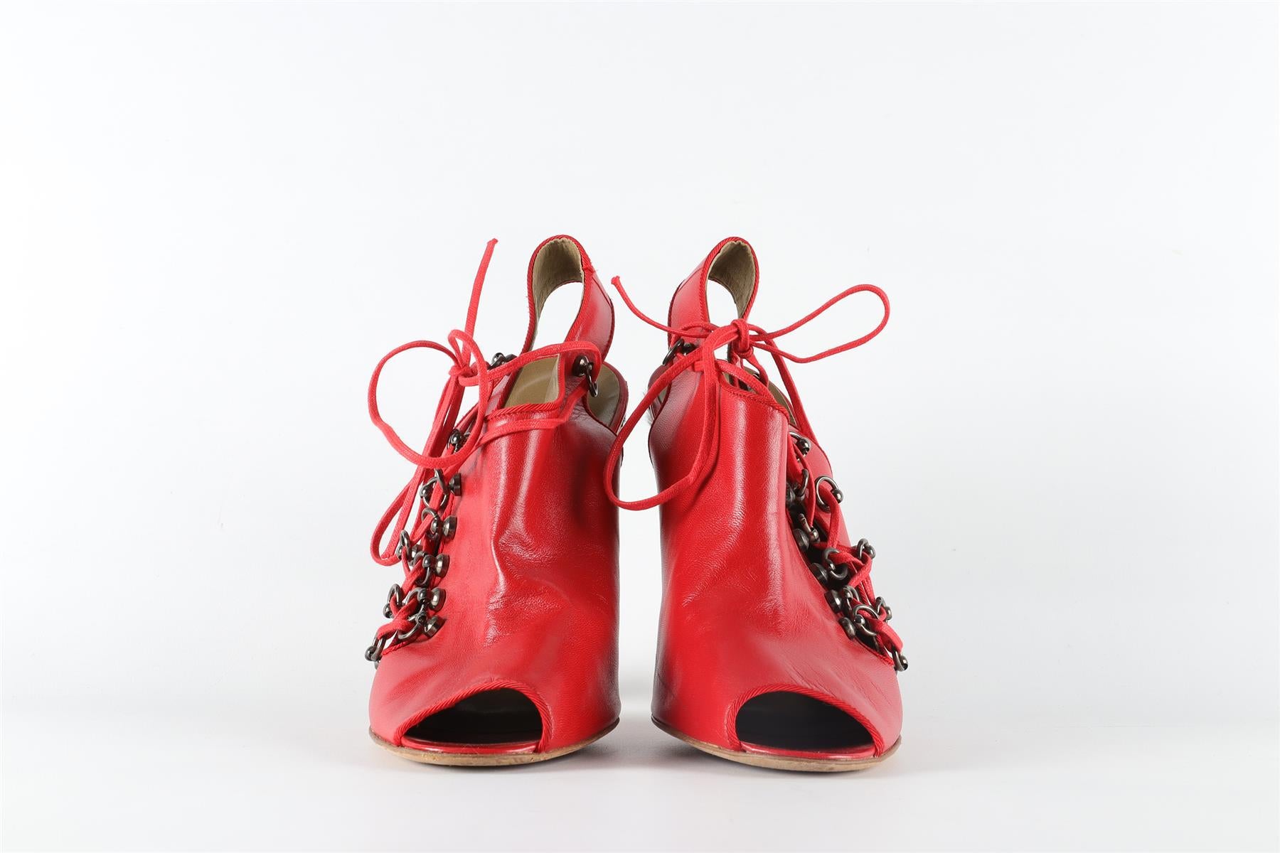 MANOLO BLAHNIK RED LEATHER SANDALS EU 40 UK 7 US 10