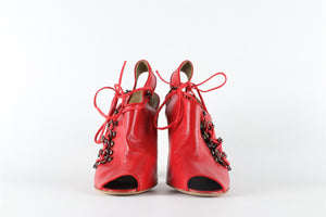 MANOLO BLAHNIK RED LEATHER SANDALS EU 40 UK 7 US 10