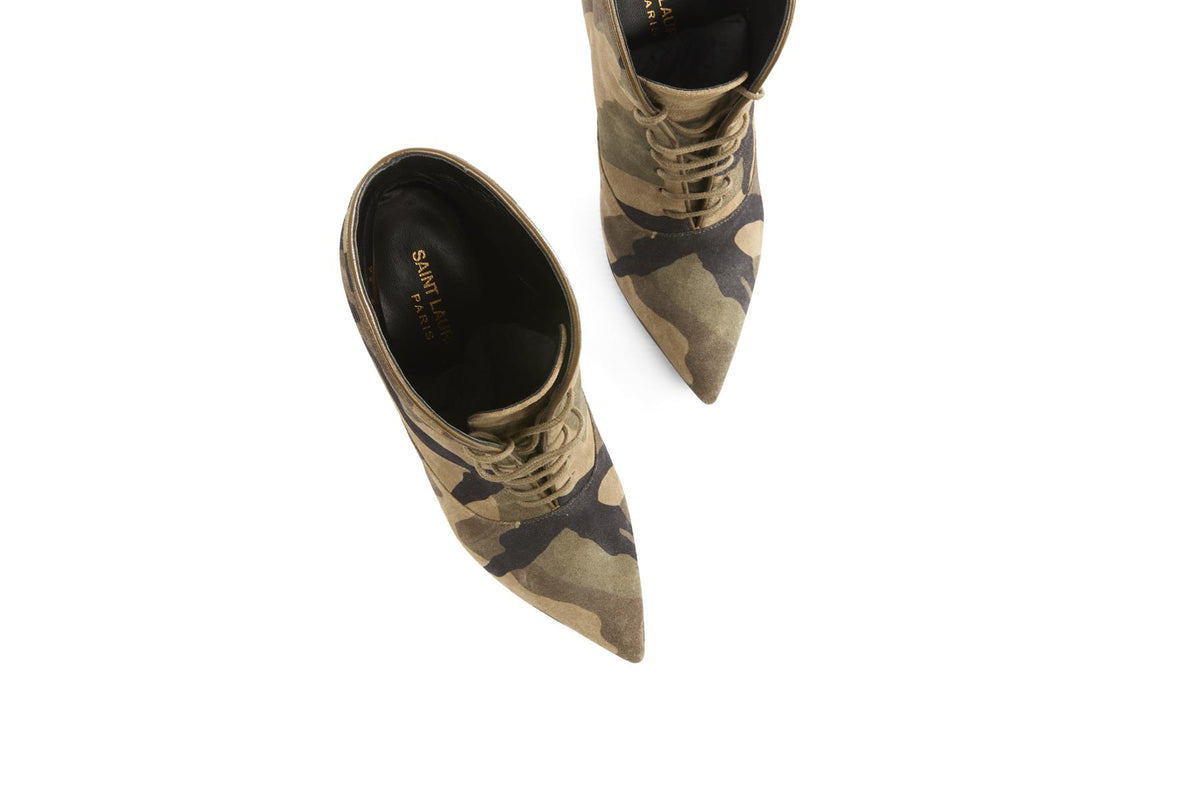 SAINT LAURENT GREEN SUEDE ANKLE BOOTS EU 36 UK 3 US 6
