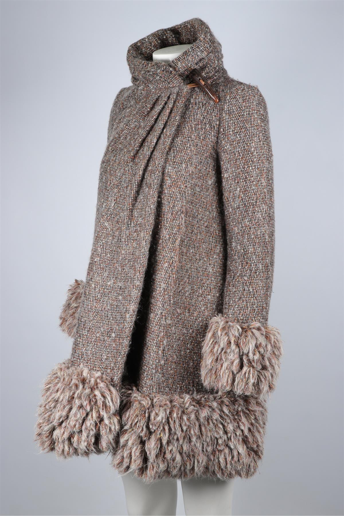 DIANE VON FURSTENBERG BROWN WOOL COAT US 2 UK 6