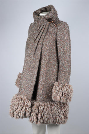 DIANE VON FURSTENBERG BROWN WOOL COAT US 2 UK 6