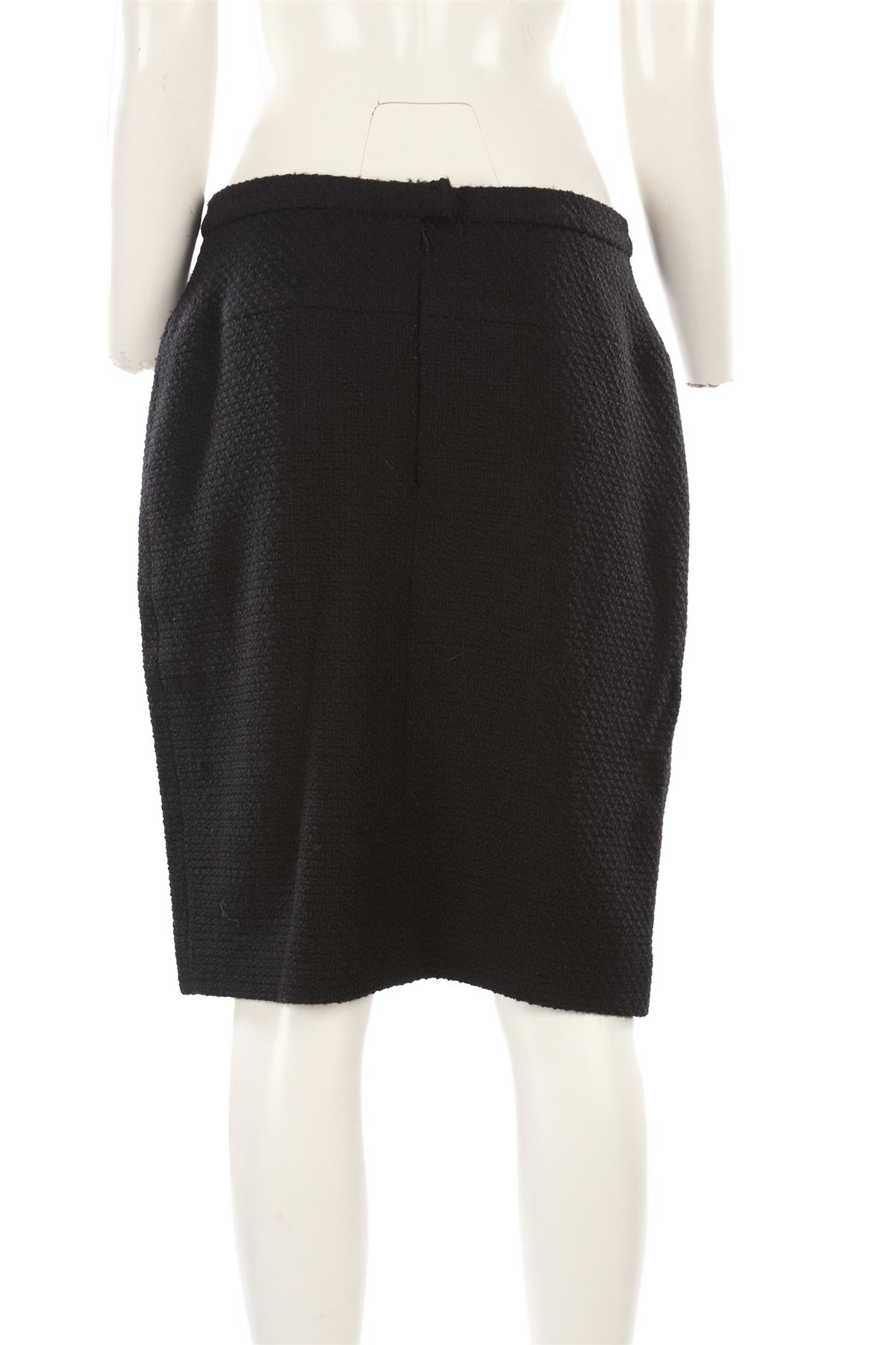 CHANEL BLACK 1991 WOOL SKIRT SUIT FR 46