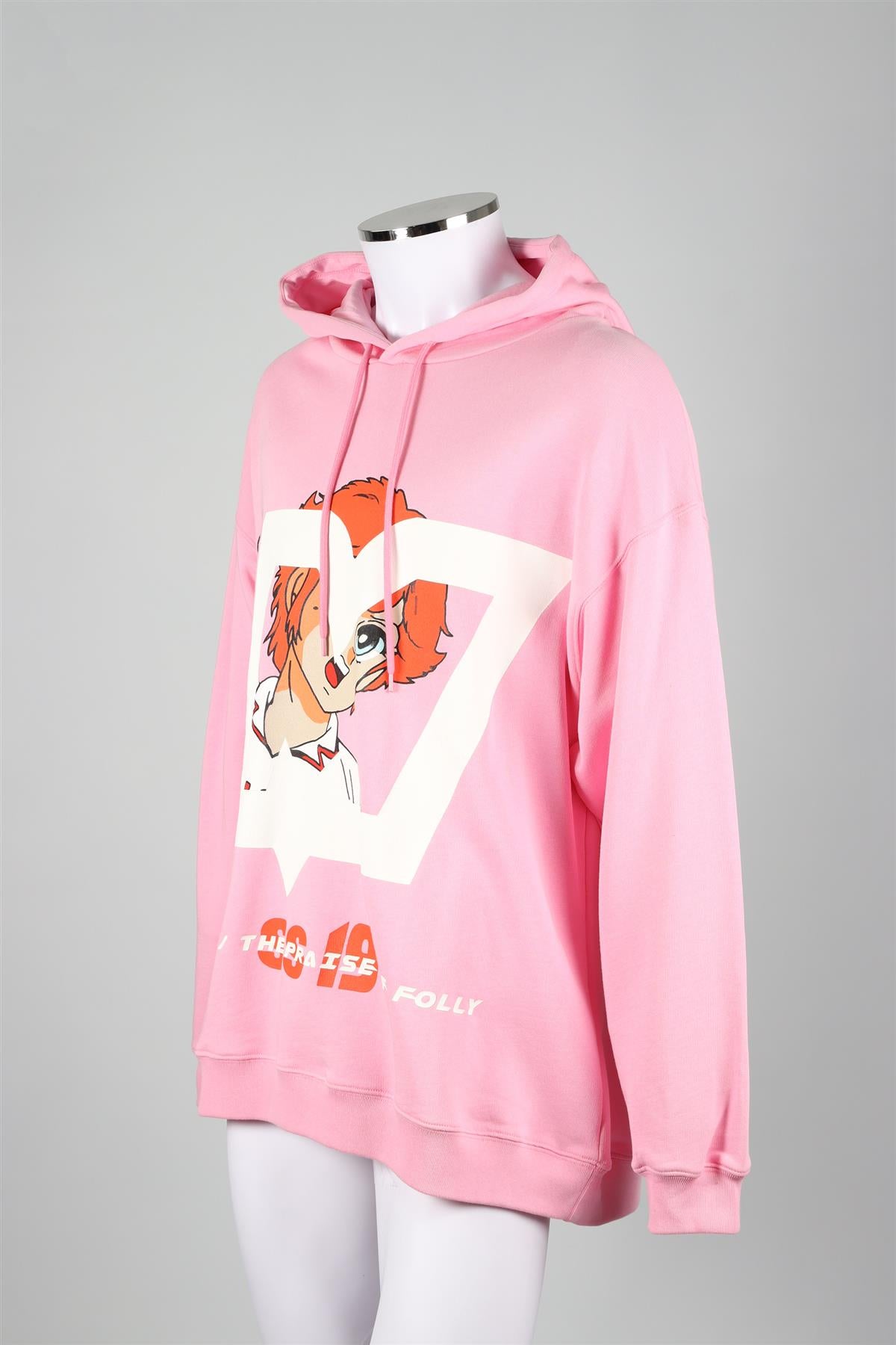 MSGM PINK MEN'S COTTON HOODIE LARGE