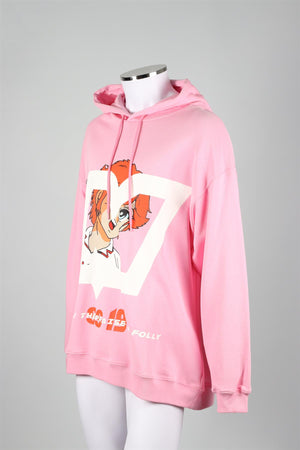 MSGM PINK MEN'S COTTON HOODIE LARGE