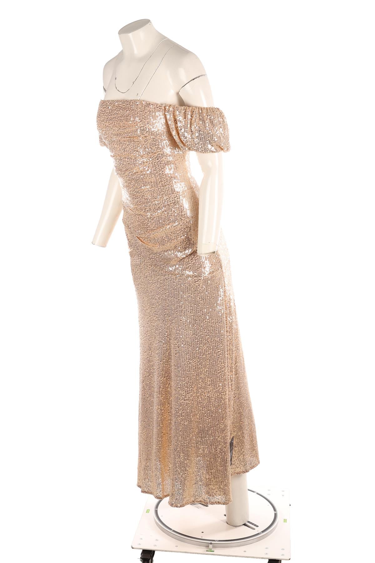 NEEDLE & THREAD GOLD SEQUIN MAXI DRESS UK 8
