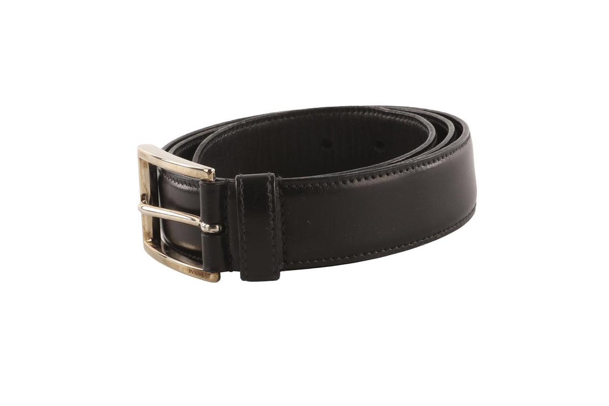 PRADA BLACK MEN'S LEATHER BELT 85CM