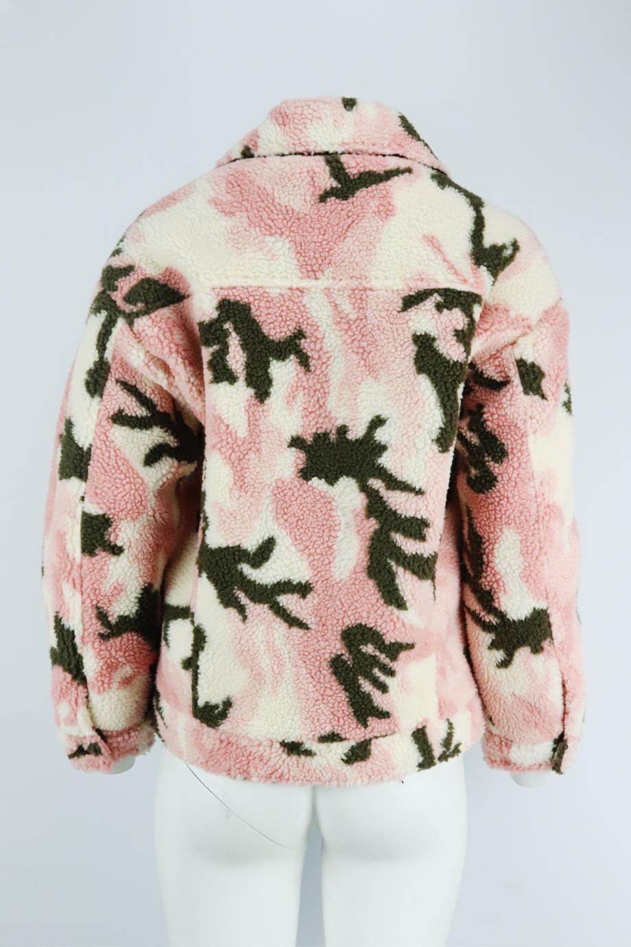 APPARIS CAMOUFLAGE PRINT FAUX SHEARLING JACKET MEDIUM