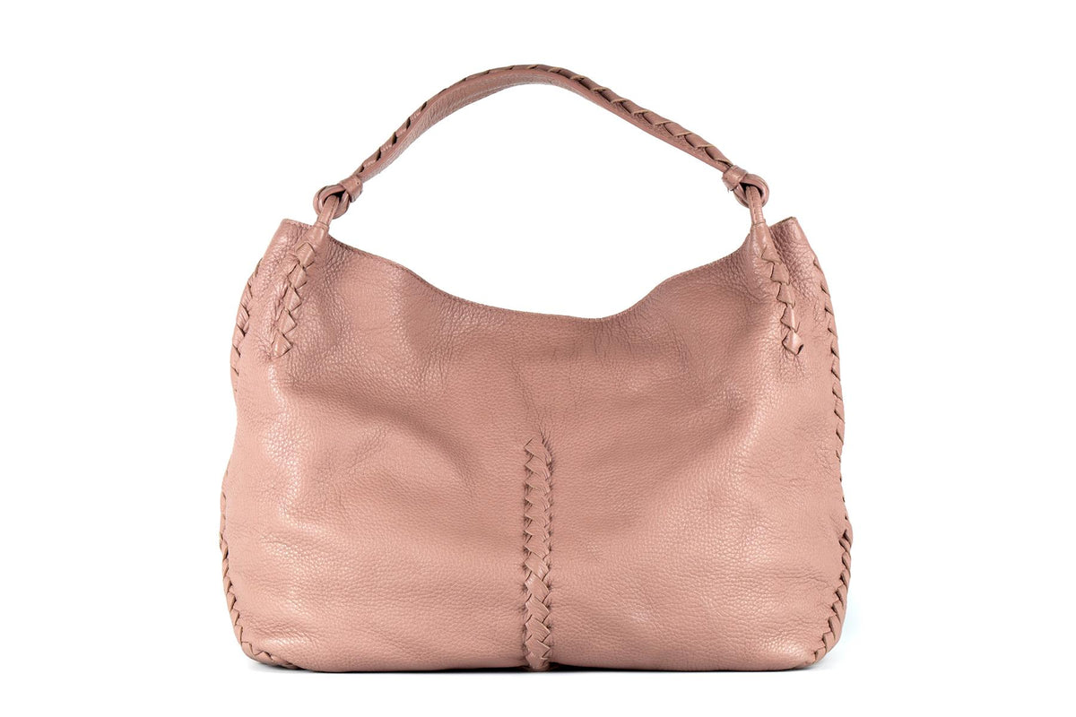 BOTTEGA VENETA PINK CERVO LEATHER SHOULDER BAG
